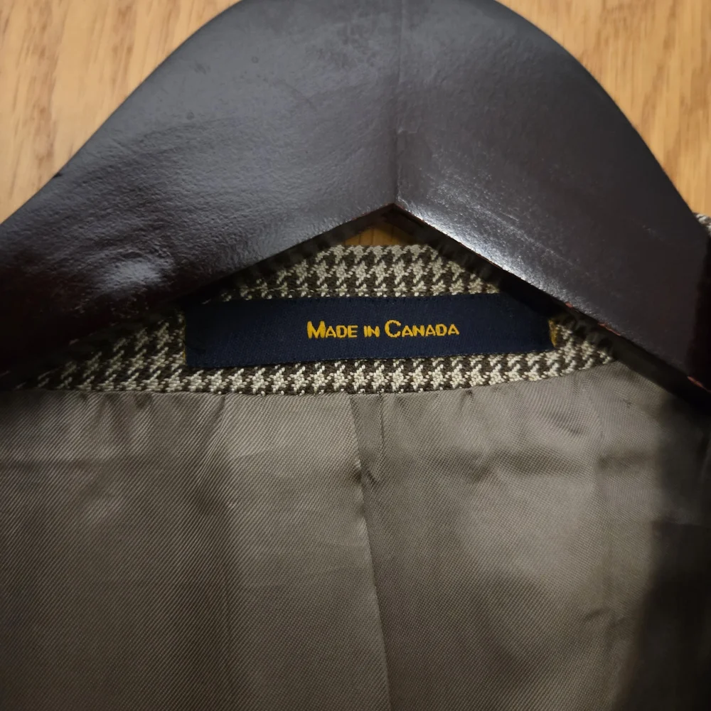Chaps‎ Ralph Lauren Men's Tan Houndstooth Blazer Size 44 TALL